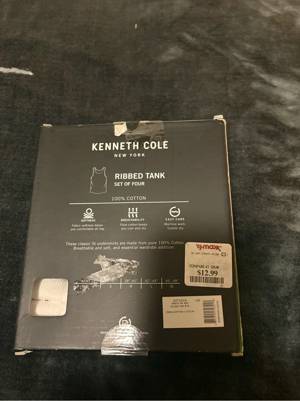 Kenneth Cole White Ribbed Tank 4-Pack - Classic Fit